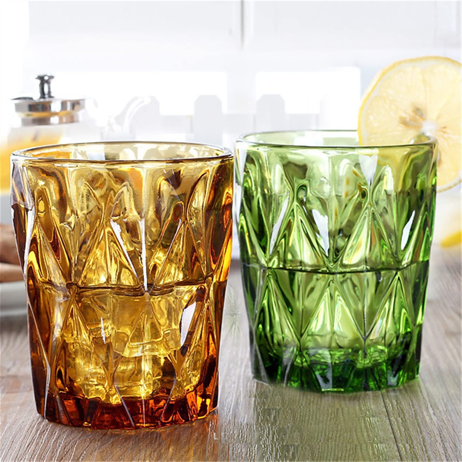 Szklane kubki do kawy szklanki do wody do soku piwa herbaty mleka wina 4-częściowy zestaw kubek do zimnego napoju gospodarstwo domowe napoje imprezowe (240 ml) szklane kubki do kawy