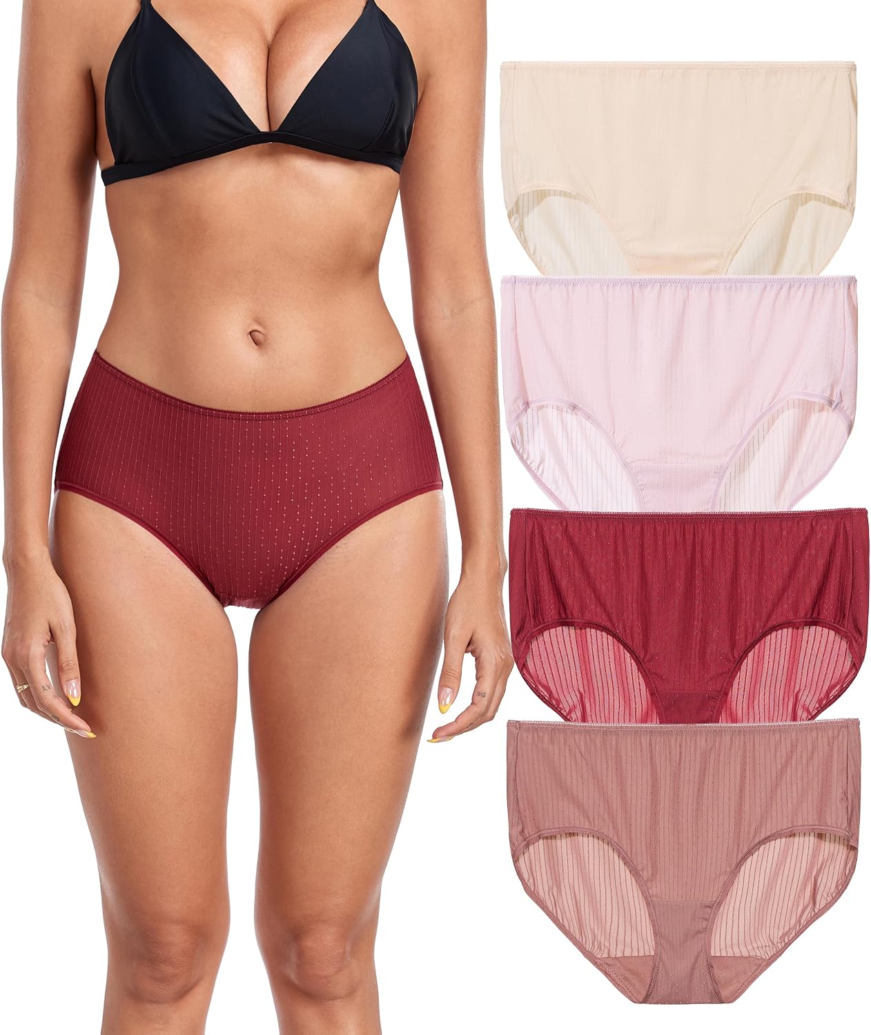 ANLIQI Quick Dry Underwear for Women Travel Panties Pack Hipster Panty Soft & Lightweight Bikini Brief Stay Fresh Undies
