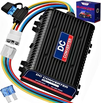 48V 36V to 12V Golf Cart DC Converter, 360W 30A Universal Golf Cart Voltage Reducer DC Power Regulator, Step Down Transformer with Fuse&Switch Harness, Power-off Design fits Club Car, E Z GO, YAMAHA