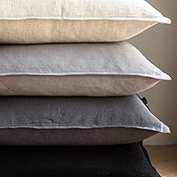 Vista 56 de Foindtower Paquete de 2 fundas de almohada decorativas de lino y liso, funda de cojín decorativa suave, estilo bohemio campestre para silla, sofá