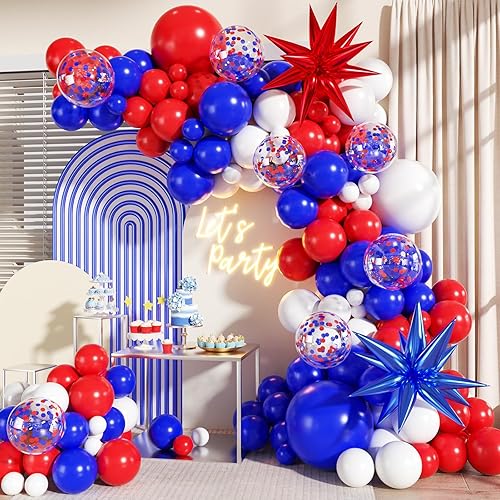 Miniatura 11 de Kit de arco de guirnalda de globos dorados rojos y negros, 140 globos de confeti de oro metálico rojo y negro con estrellas para cumpleaños, boda,