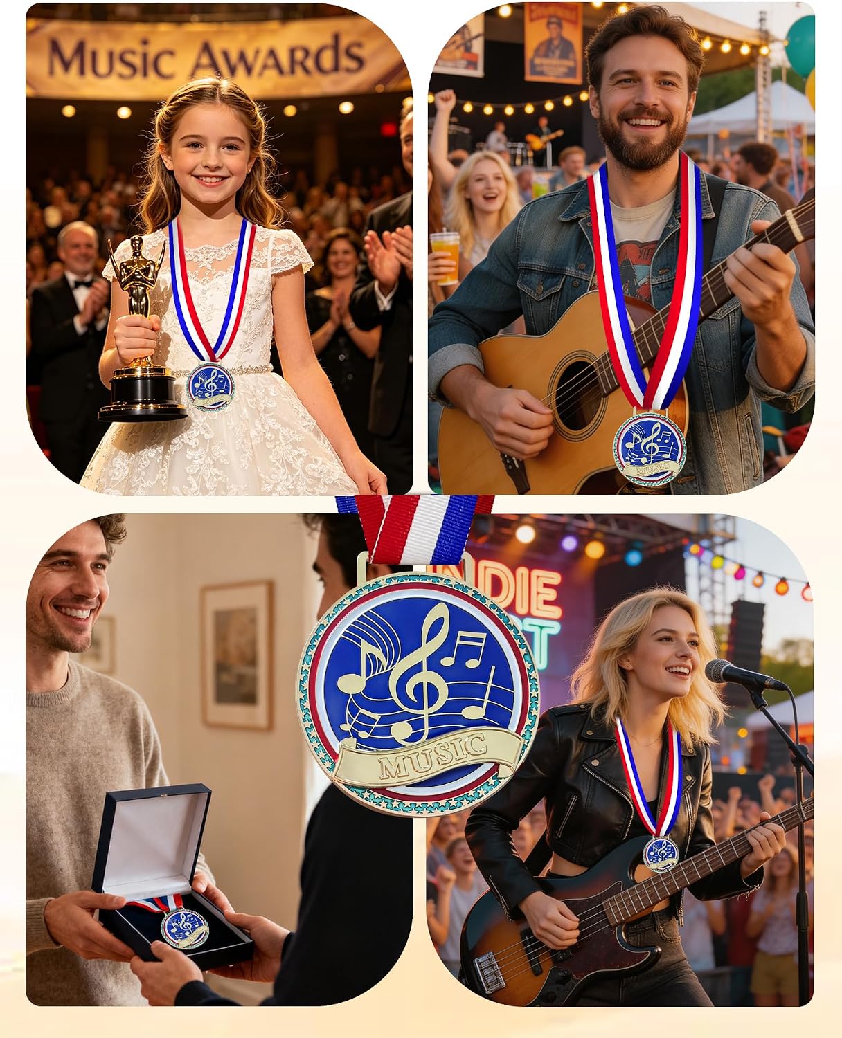 6PCS Music Note Awards Heavy Duty Medal, 3.15" Sing Trophy Medal for Singing Song Vocal Contest