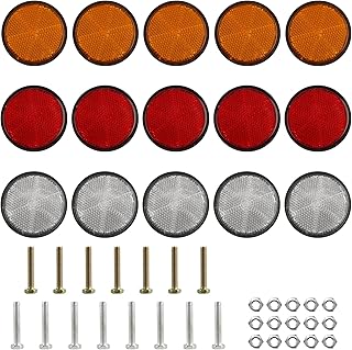 15 Peças Refletor Redondo de Reboque, Refletor Redondo de 58mm, Refletor Redondo, Refletor de Segurança, Refletores Catadioptricos para Motos, Carros, Caminhões, Reboques, Reboques de Caravana, Trator