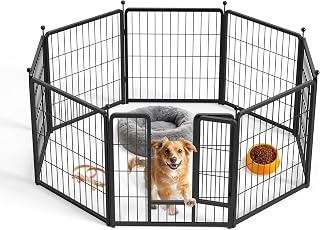 InfiniPower Dog Playpen for Yard, RV, Camping, 24 Inch 8 Panels Play Pen Indoor, Heavy Duty Indoor Outdoor Exercise Dog Pen for Puppies/Small Dogs, Black