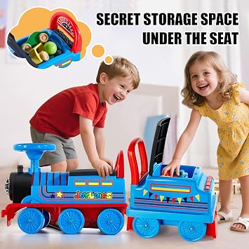JOYLDIAS Ride On Train with 16pcs Curved Tracks and Carriage