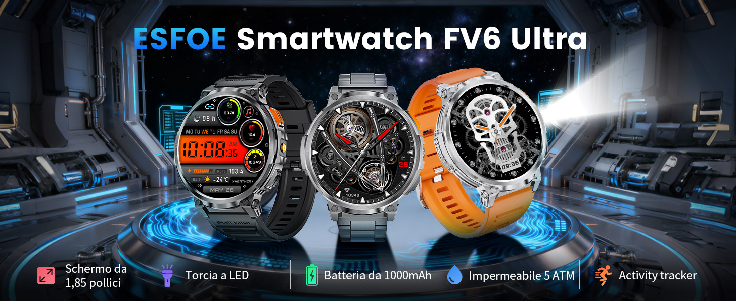 Blueshaweu Cavo Di Ricarica Magnetico Per ESFOE FV6 E DREMAC FV6 Smartwatch – 100 Cm, Nero