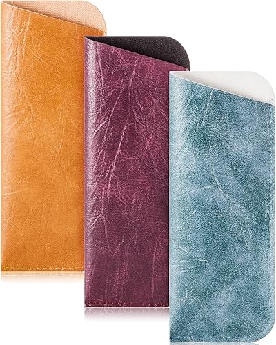 TRIUMPH VISION Paquete de 3 bolsas para lentes de lectura, bolsa suave para lentes de tela, estuche portátil para gafas