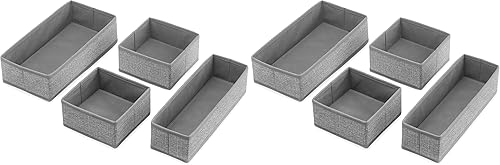 Whitmor 6283-9871 Juego de 4 organizadores de cajones gris rayado (paquete de 2)