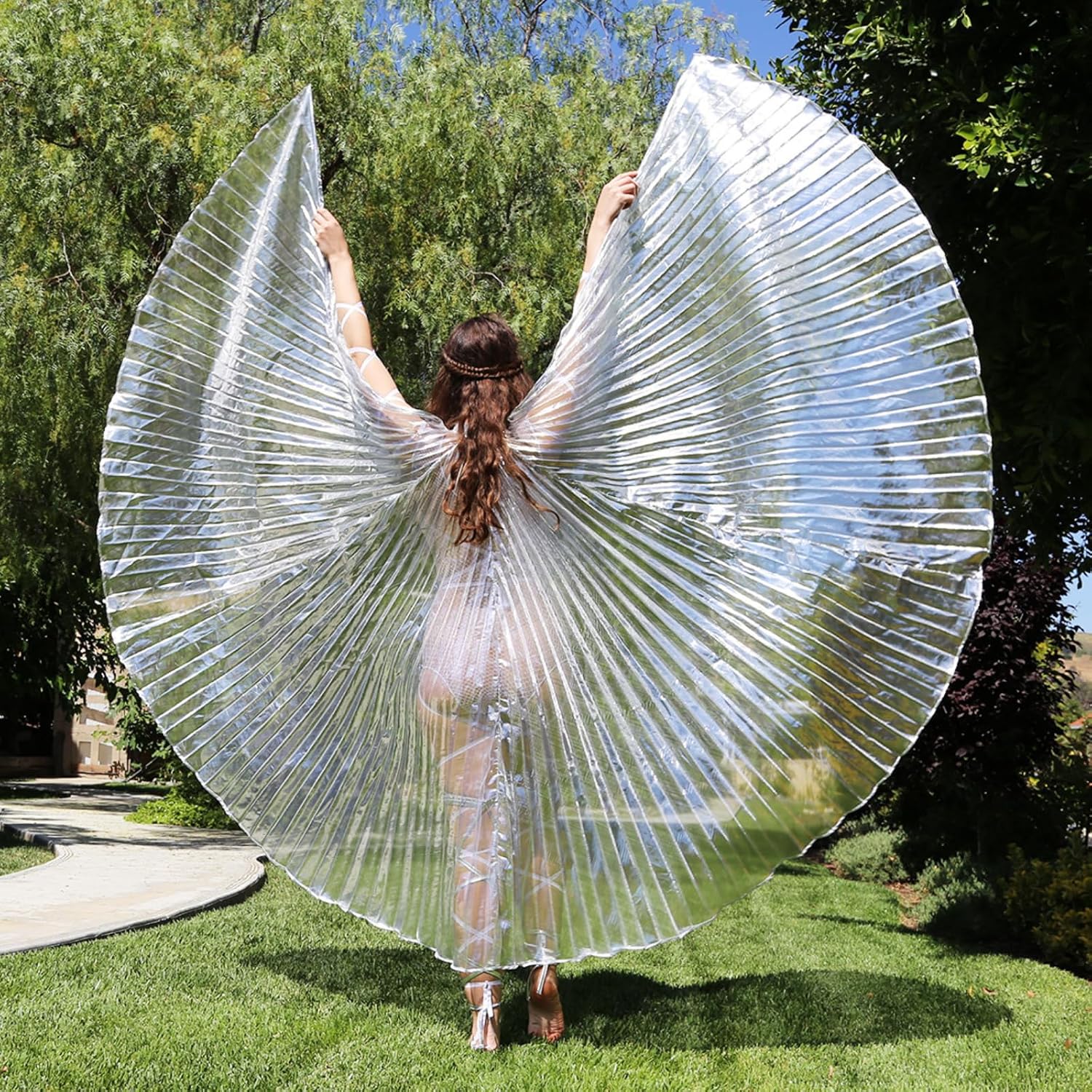 Leg Avenue womens 360 Degree Pleated Halter Isis Wings With Support Sticks