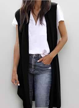 Gilet Corto Senza Maniche In Cotone E Lino Per Donna - Modello Sciolto Con Spalle Scoperte, Tinta Unita (bianco, Nero, Caffè, Arancio) - 2