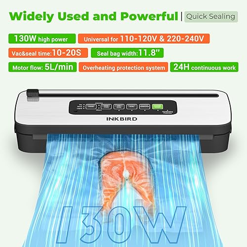Miniatura 4 de INKBIRD - Máquina selladora al vacío, potente 130 W de alta potencia con 6 modos de líquidohúmedoseco, sistema compacto de conservación de alimentos