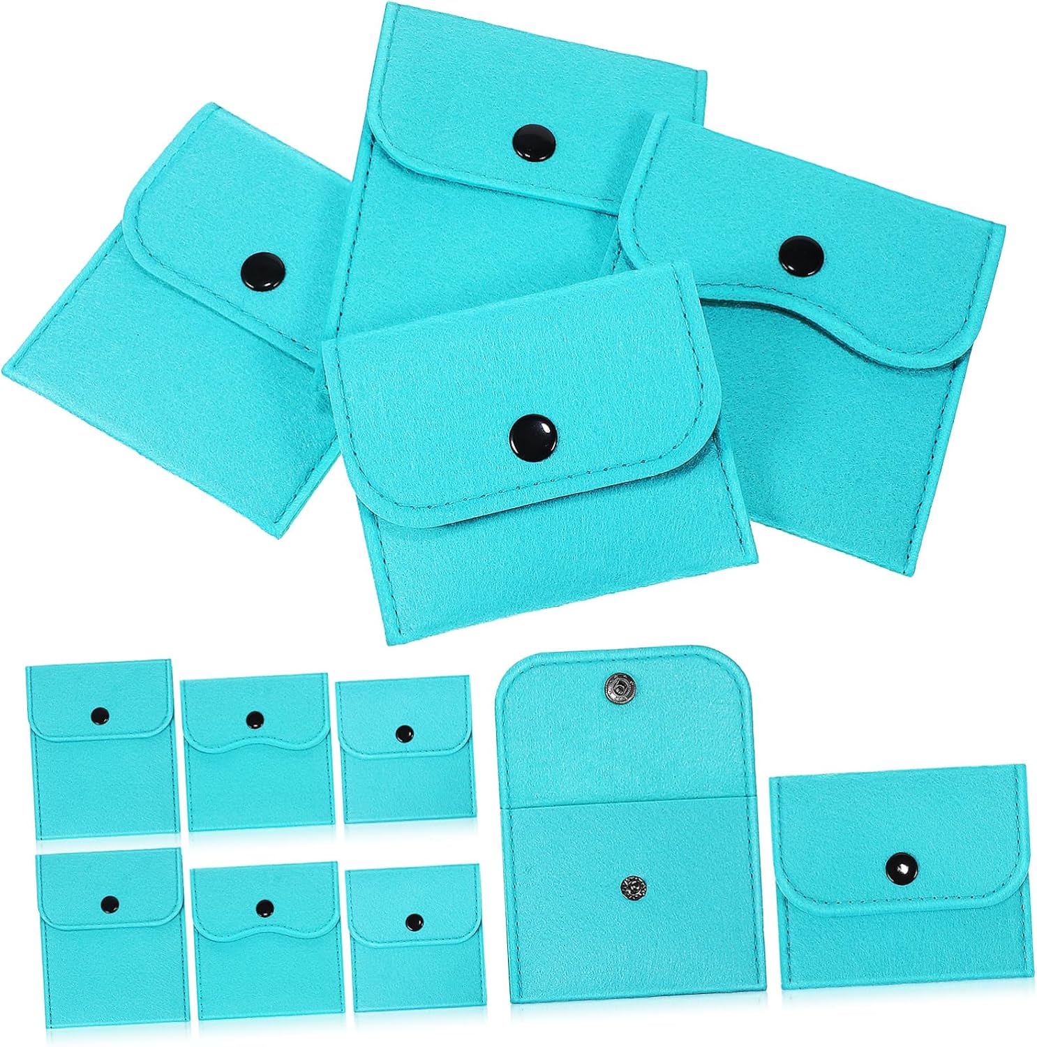 12 Pcs Felt Jewelry Pouches with Snap Button for Pendants