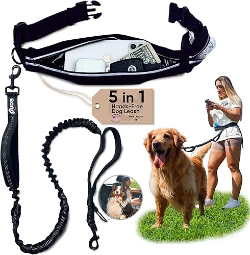 Bond - Correa de correr para perros con manos libres con bolsa, correa manos libres para perros grandes, cinturón de correr para mascotas para