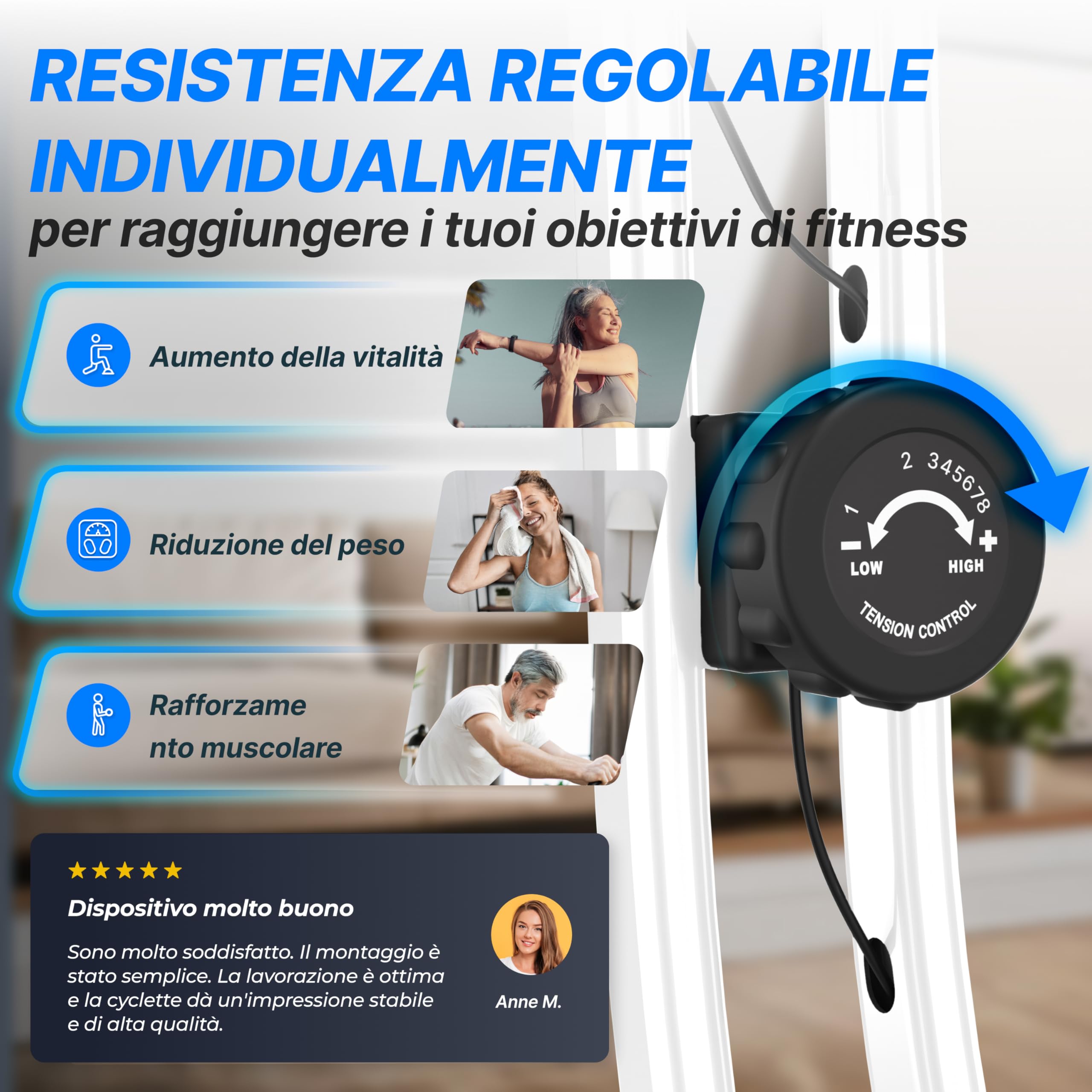 Ultrasport F-Bike 150/200, Cyclette, 8 Livelli di Resistenza, Porta Tavoletta, Sensori polso della mano, Pieghevole, Salvaspazio