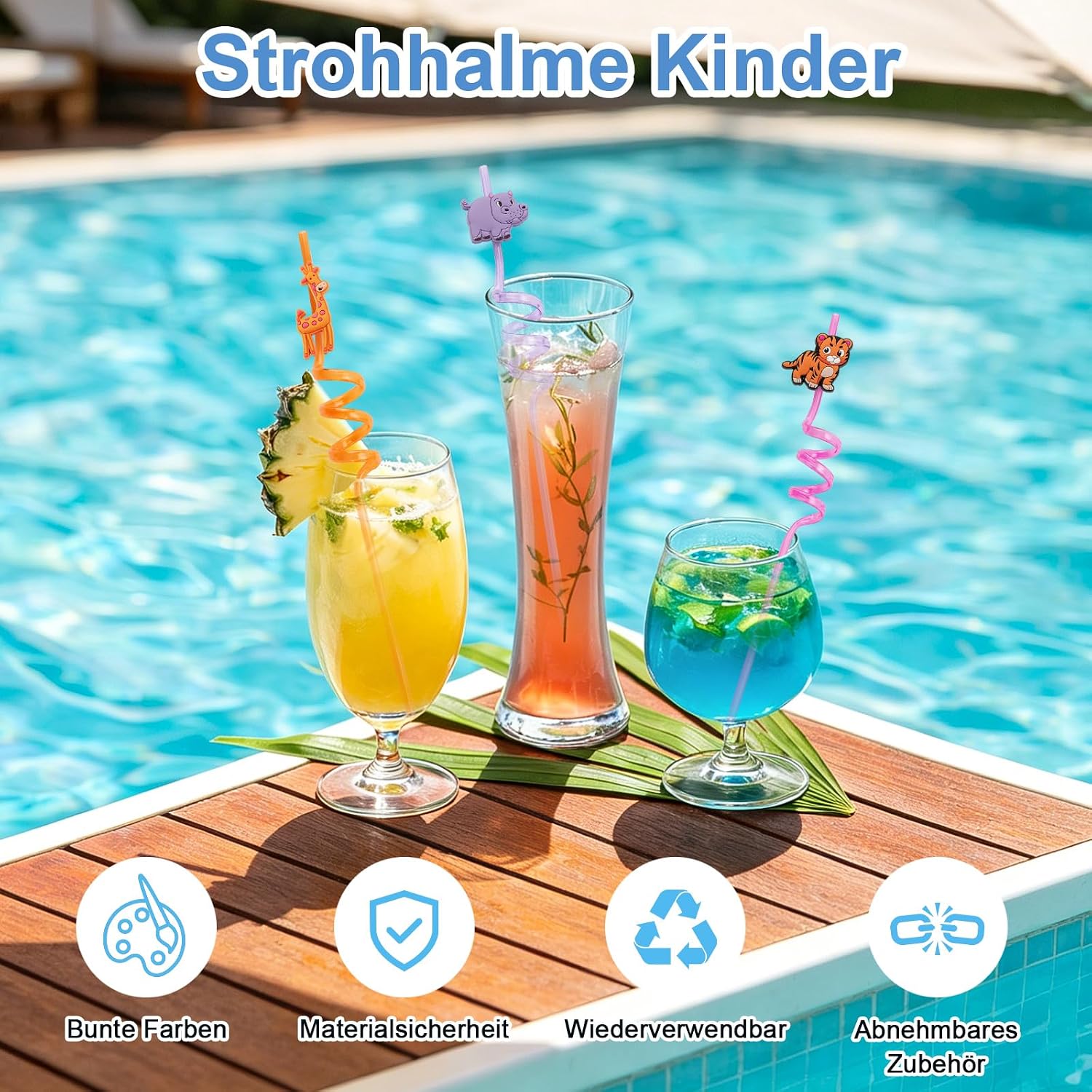 12 Pcs Kids Drinking Straws Plastic Spiral Straws with Cleaning Brush, Reusable Straw for Kids, Party Accessories, Cocktails (Animal) image 3