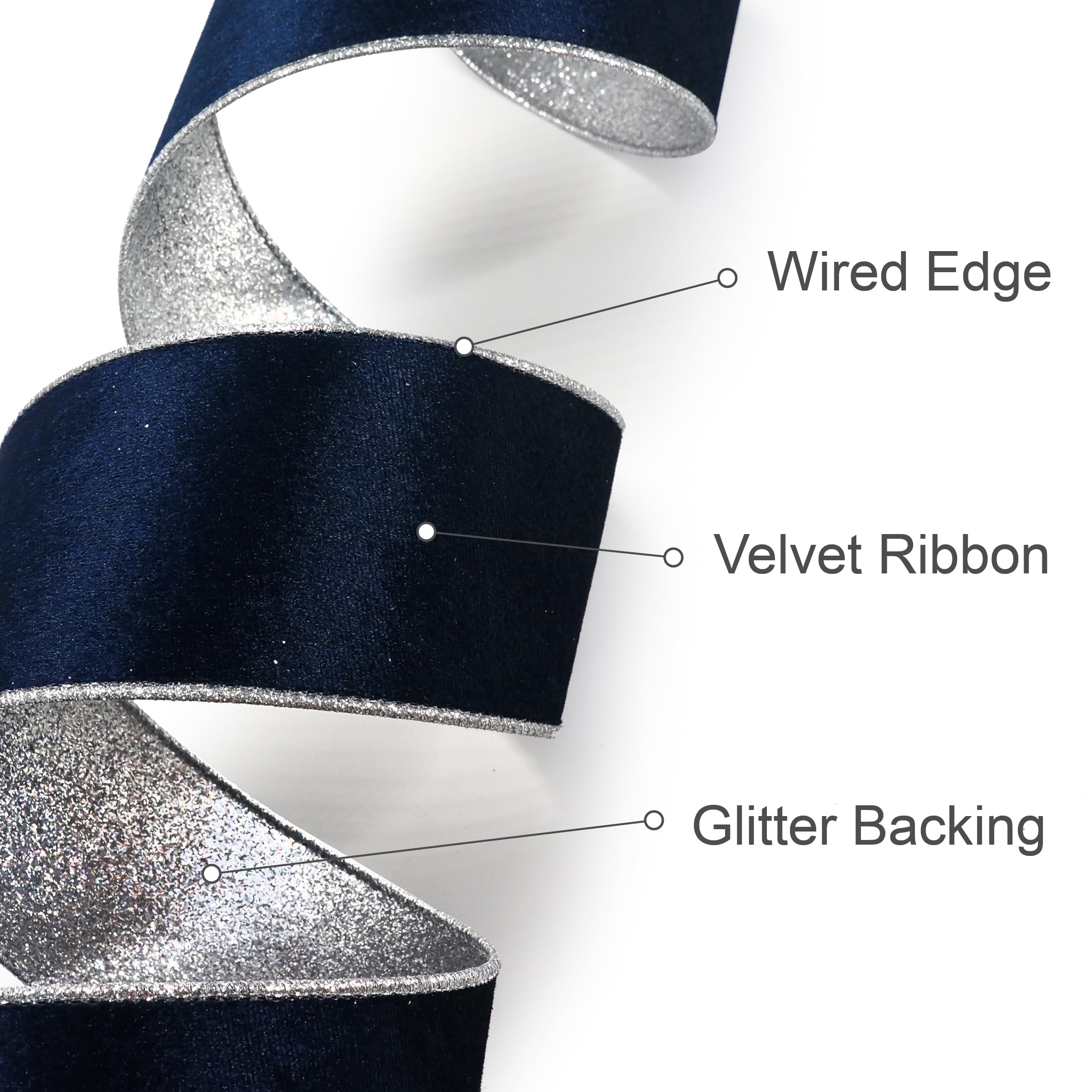 D Stevens Silver Cirque Glitter Designer Christmas Ribbon Wired...