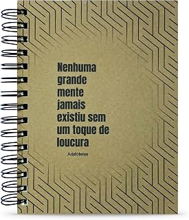 Caderno Aristóteles "Nenhuma Grande Mente" 125 Fls. Capa Dura Tamanho 15x21cm