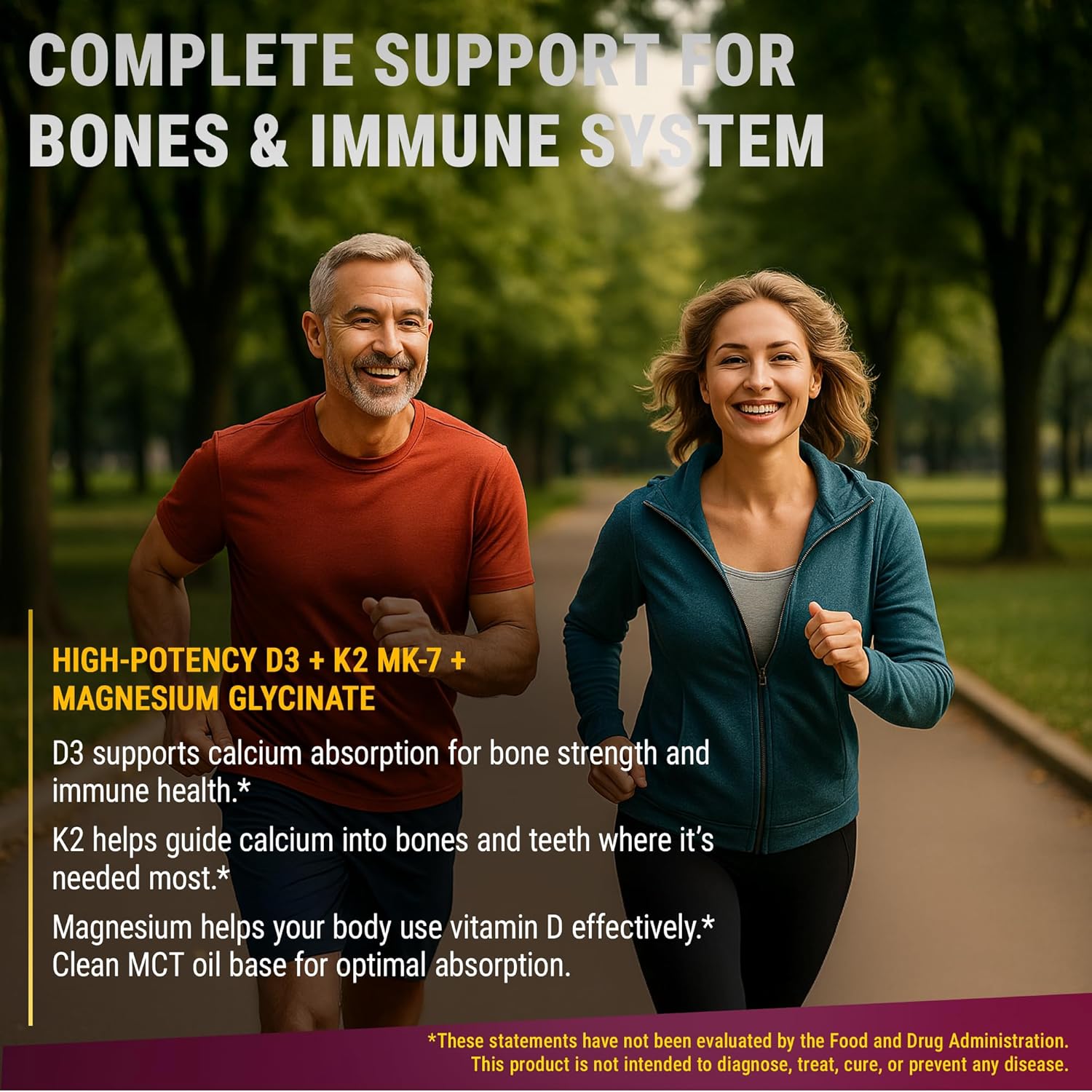 Liquid Vitamin D3 with K2 & Magnesium Glycinate | Vitamin D Drops 10.000 IU | Vitamin K2 200mcg Mk7 | Vitamin D3 + K2 Supplement for Men & Women | High Absorption | MCT Oil | Gluten Free | Non-GMO - Image 5