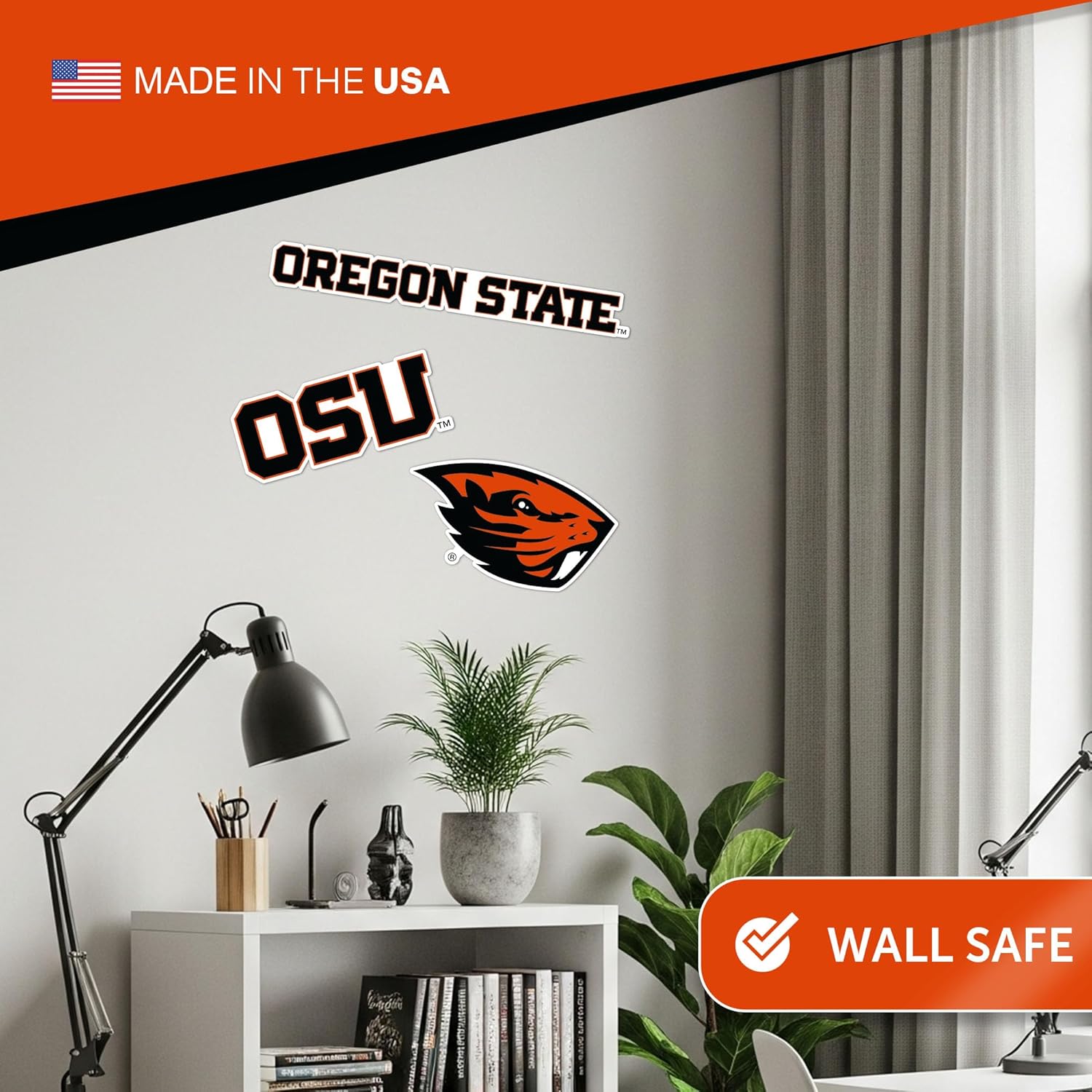 Desert Cactus Oregon State University WallStix OSU Beavers Removable Wall Sticker 11x17 Vinyl Decal Indoor Outdoor Use (Design A)