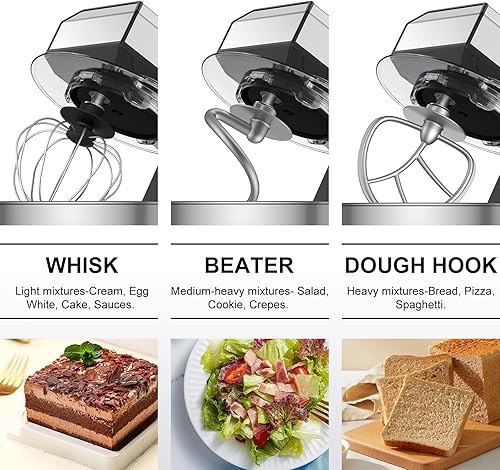 Miniatura 5 de Batidora de pie, pequeña batidora eléctrica de alimentos de 5.3 cuartos de galón, batidora de alimentos de cabeza inclinable con lavavajillas,