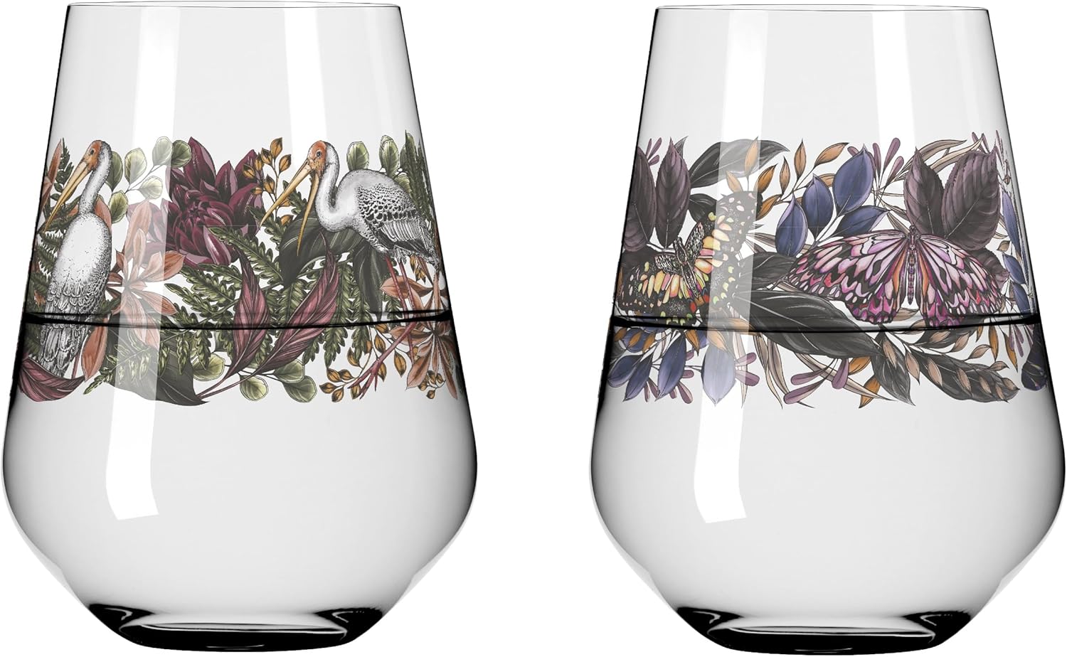 Ritzenhoff 3911001 Universal Glass Set of 2 500 ml – Shadow Fauna Set No. 1, Jungle Motif Colourful – Made in Germany