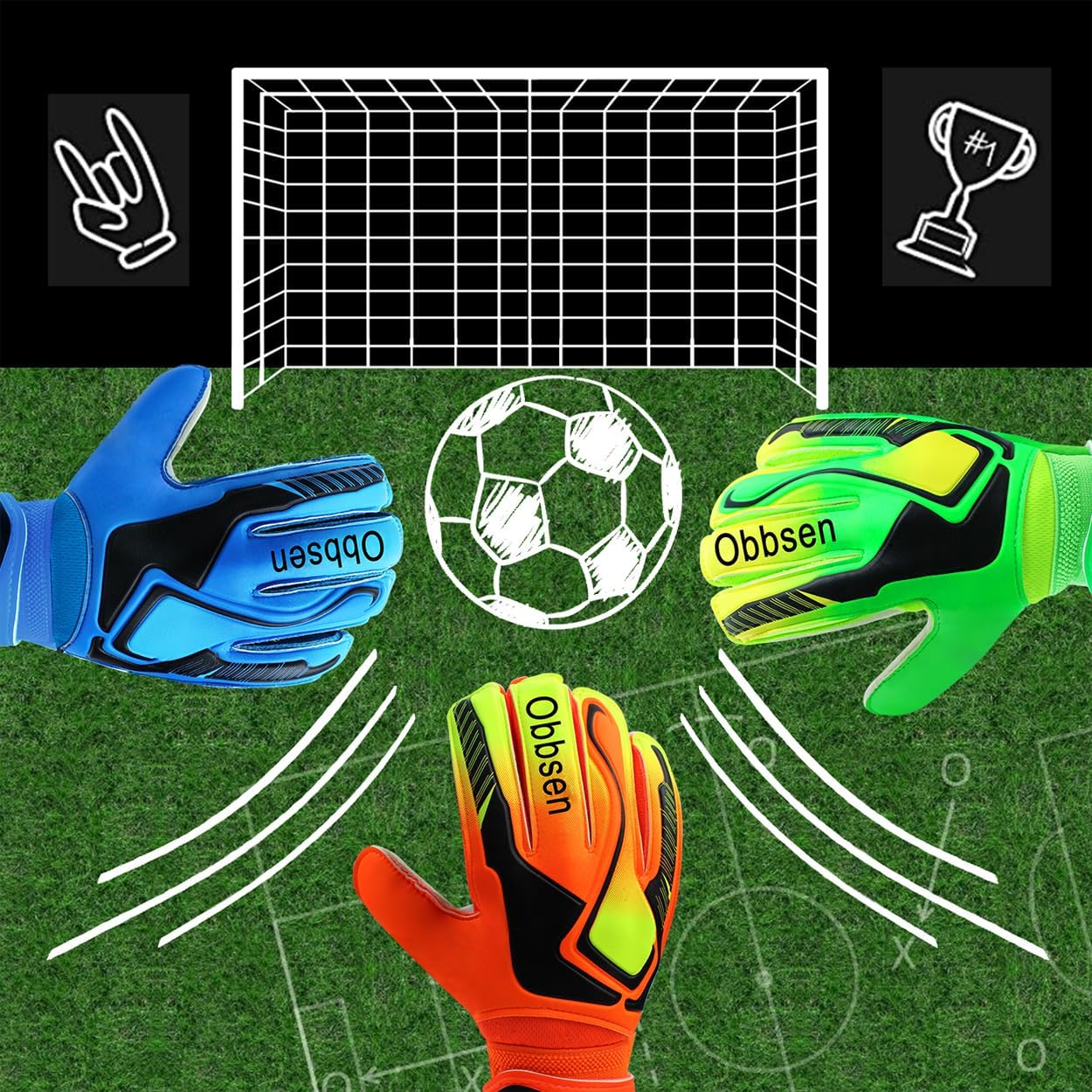 Soccer Goalie Gloves with Finger Spines, Soccer Goalkeeper Gloves for Kids, Youth&Adult , Strong Grip Anti-Slip Latex Palm Breathable Goalkeeping Gloves with Finger Protection, Men/Women/Boys/Girls - Image 8