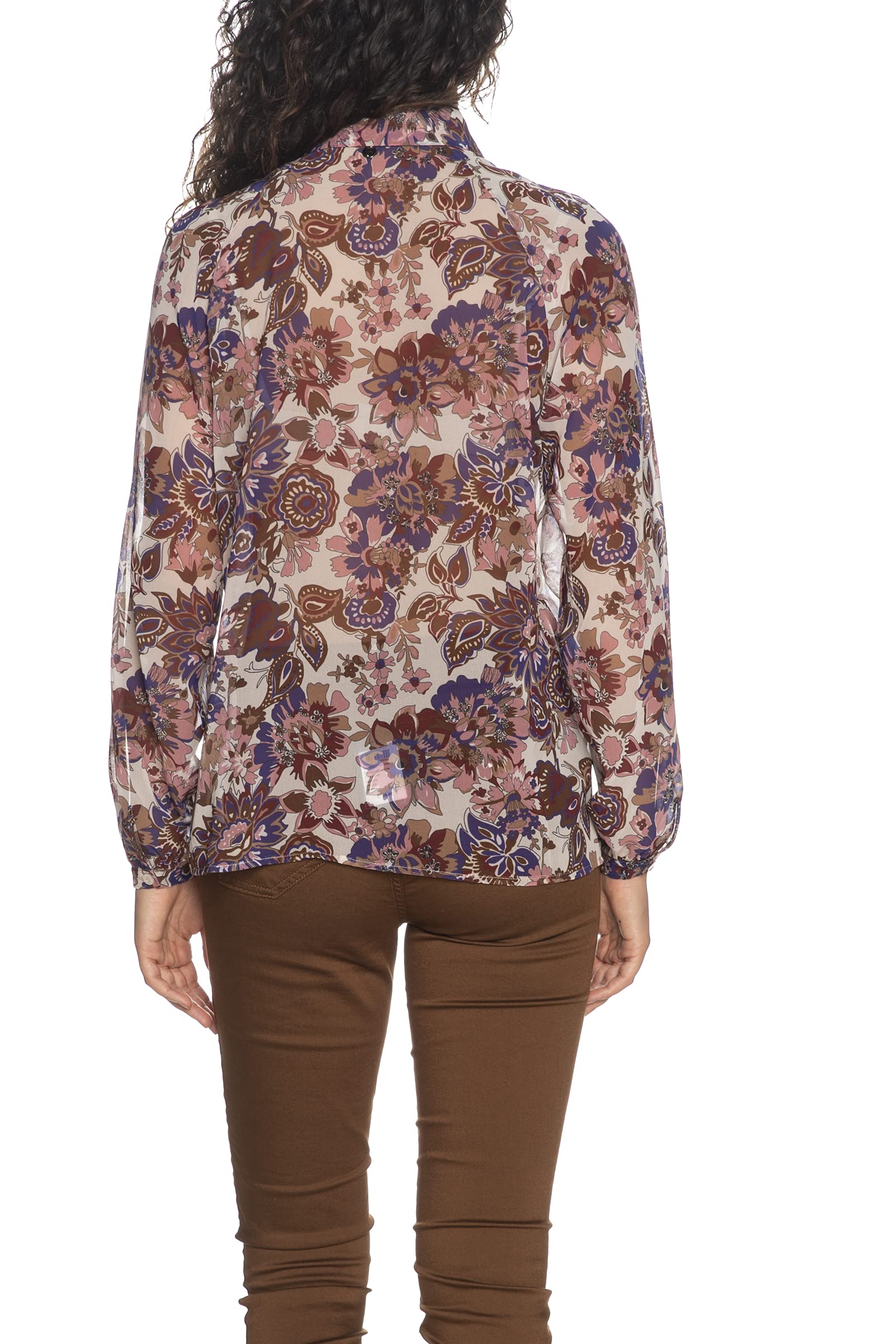 Liu Jo Damenhemd Blumendruck Cognac/Violett/Antikrosa