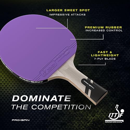 Miniatura 2 de PRO-SPIN Palas de ping pong - Raquetes de tenis de mesa de nivel profesional con fibra de carbono para un control superior Lámina de 7 capas, goma
