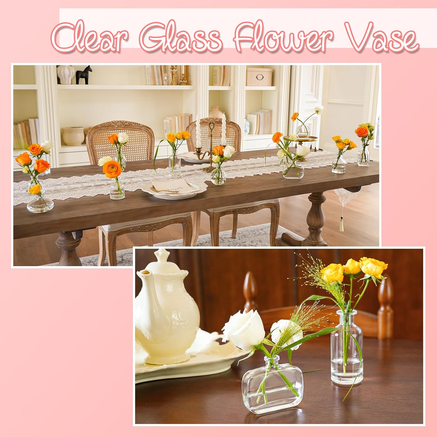 Bud Vases Set of 12, Clear Glass Bud Vase in Bulk, Small Vases for Centerpiece Mini Modern Flower Vase Transparent, Wedding Party Table Home Decor - Image 4