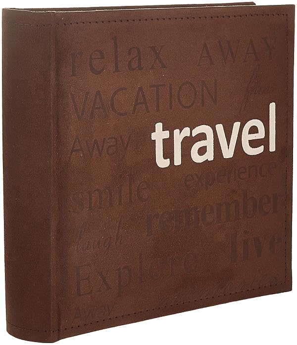 Pioneer Photo Albums TXT-200TR Travel Text Design Sewn Faux Suede Cover Photo Album, Brown by Pioneer Photo Albums - Used condition - CA$9.84