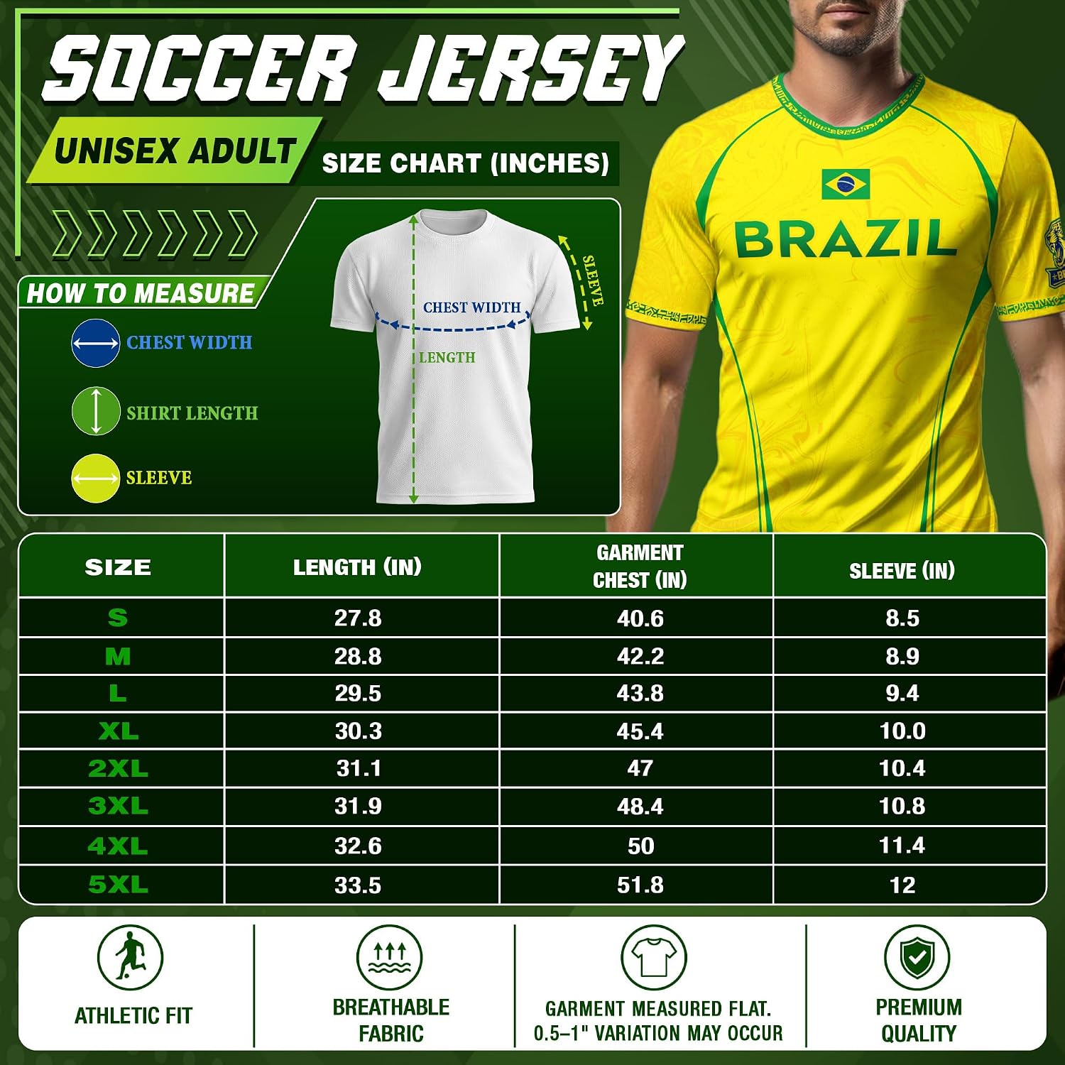 Brazil Soccer Jerseys Casual Sport Shirt, Brasil Soccer Jersey Men