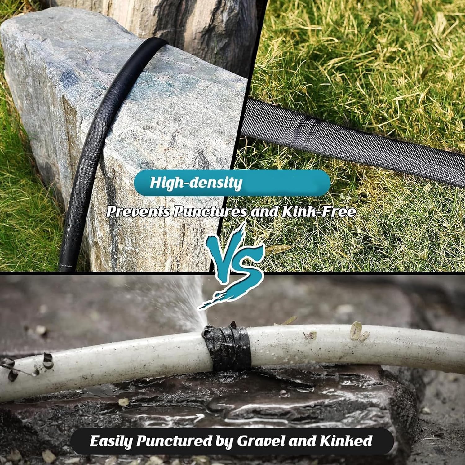 50FT Non-Expanding Garden Hose,Flexible Ultra-Light Water Hose,Multiple Layer PVC,Burst-Regular Lead-Free, Anti-Kink, High-Pressure Freeze Strong Water Hose