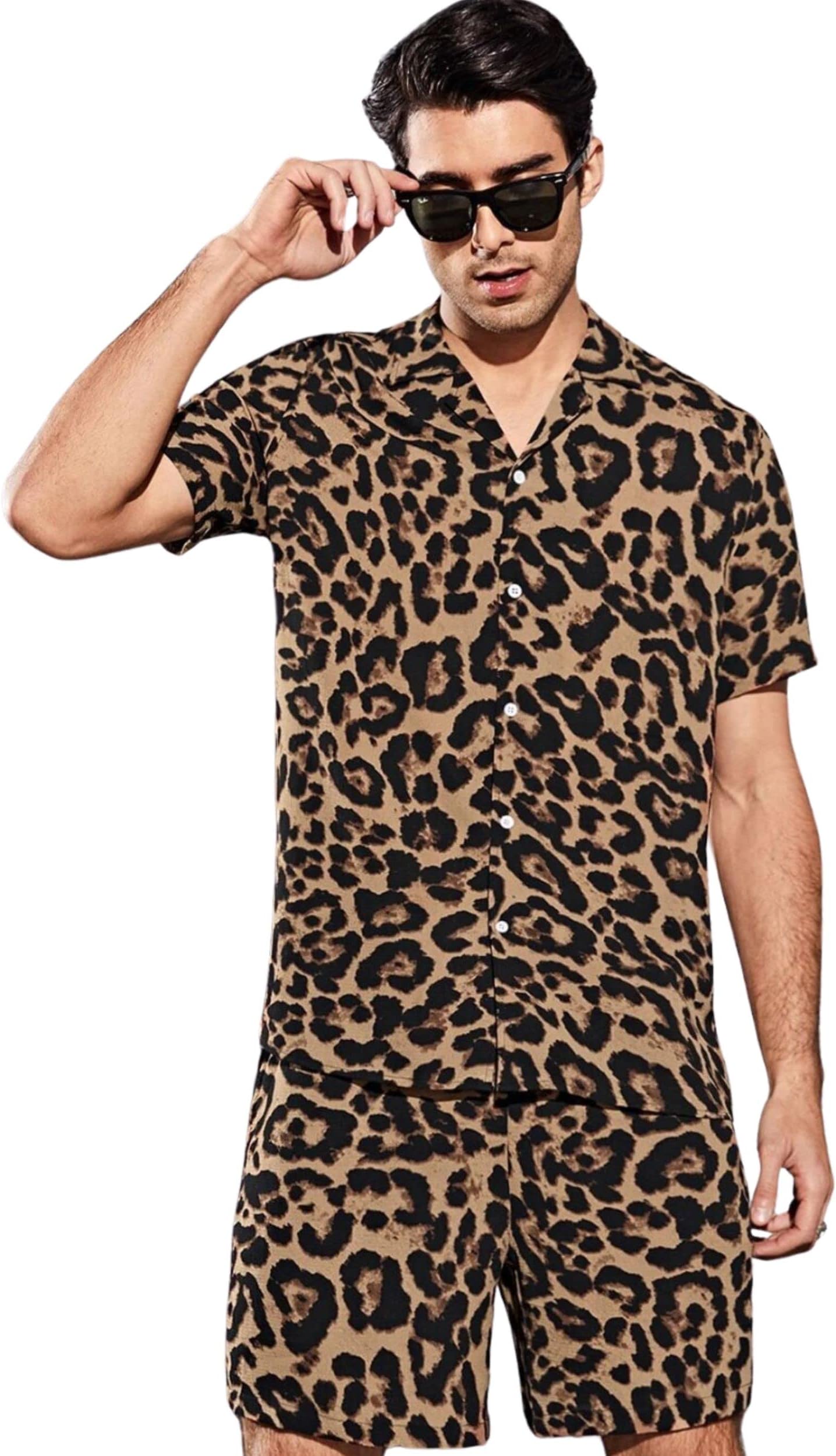 DHRUVI TRENDZ Mens Rayon Co-Ord Set Regular Fit Night Dress (DT-MS-6095&SH-170_Brown_S)