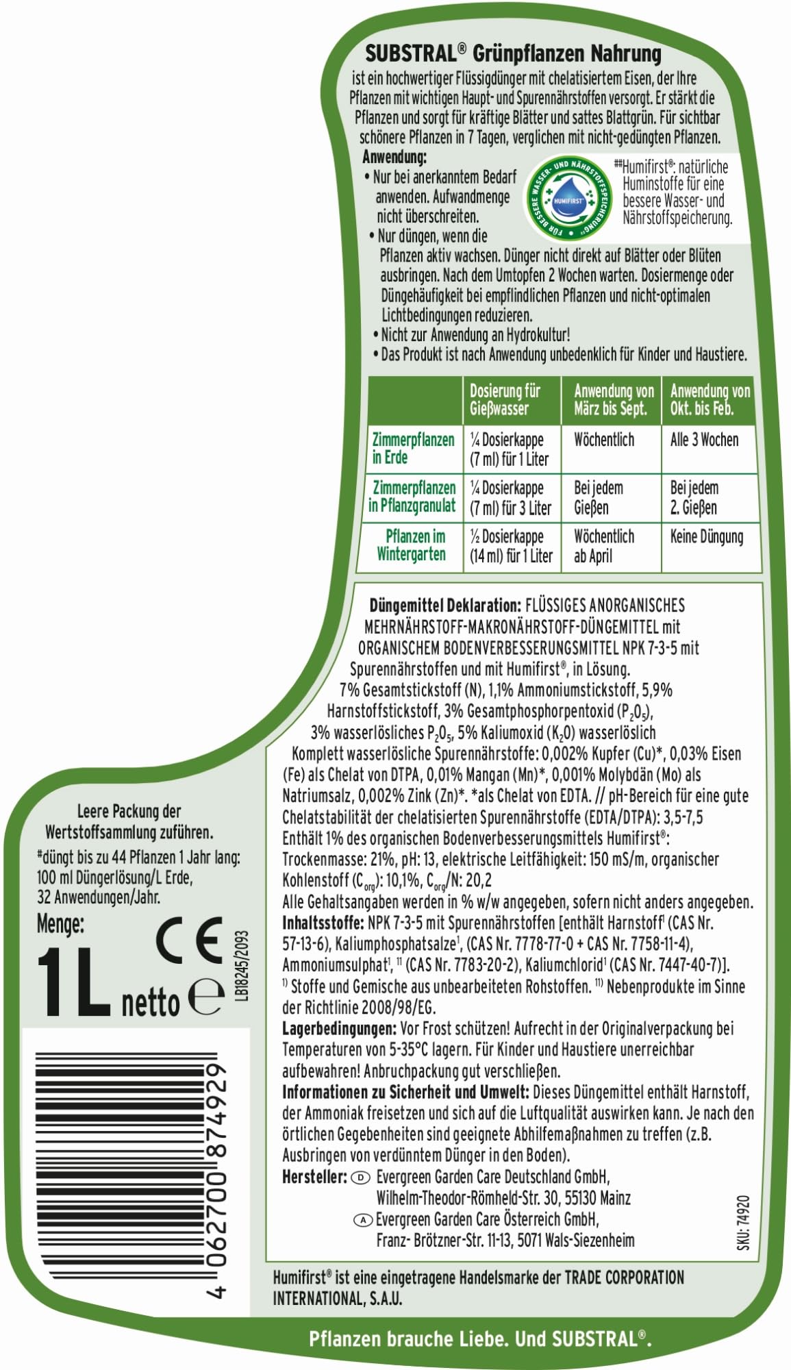 Substral Engrais vert pour plantes 1 l