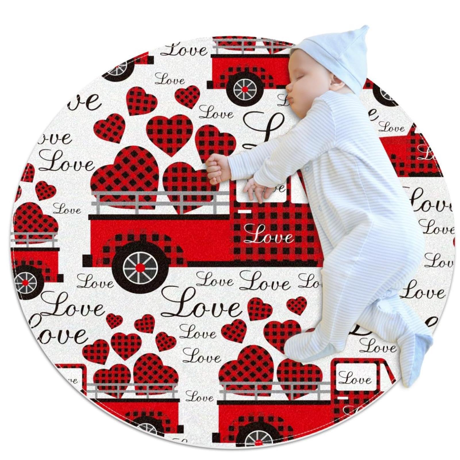 Tapis de salle de bain antidérapant rond 1m, sécurité et douceur camion rouge