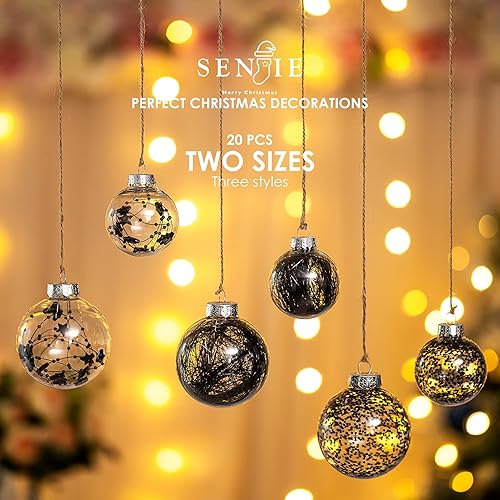 Miniatura 4 de Juego de bolas decorativas de plástico transparente inastillables para decoración de árbol de Navidad, vacaciones, boda, fiesta, 20 unidades (azul