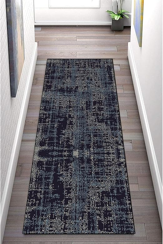 LIFFMallJC Hallway Runner Rug 70 x 240 cm, Modern Simplicity Black