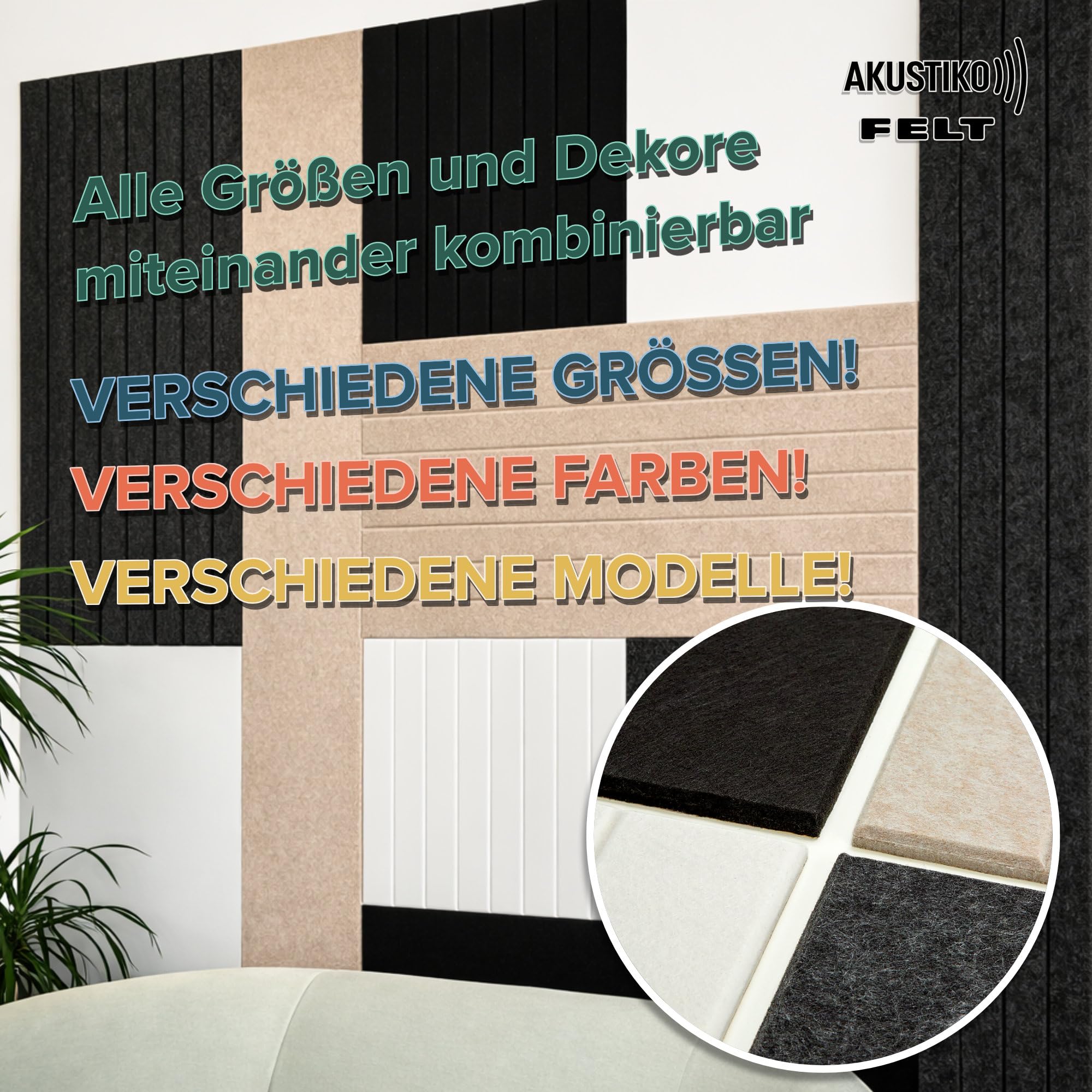 AKUSTIKO Akustikpaneele Selbstklebend 240x30cm - 8 Stück Weiß Akustik Wandpaneele Schallschutz & Raumakustik Panels Filz 9mm Hexim Decken- & Wandverkleidung Raum Klang (5.76m²)