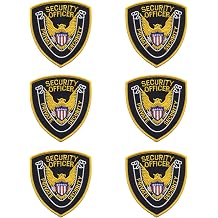 RYNO GEAR Embroidered Sew-On Patch Bundle for Uniforms. Private Security Shoulder Patch-Gold on Black, Pack of 6