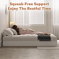 Vista 9 de Somier de 7 pulgadas para bases de cama matrimoniales, base de colchón de metal resistente con cubierta de tela, solo somier completo de perfil