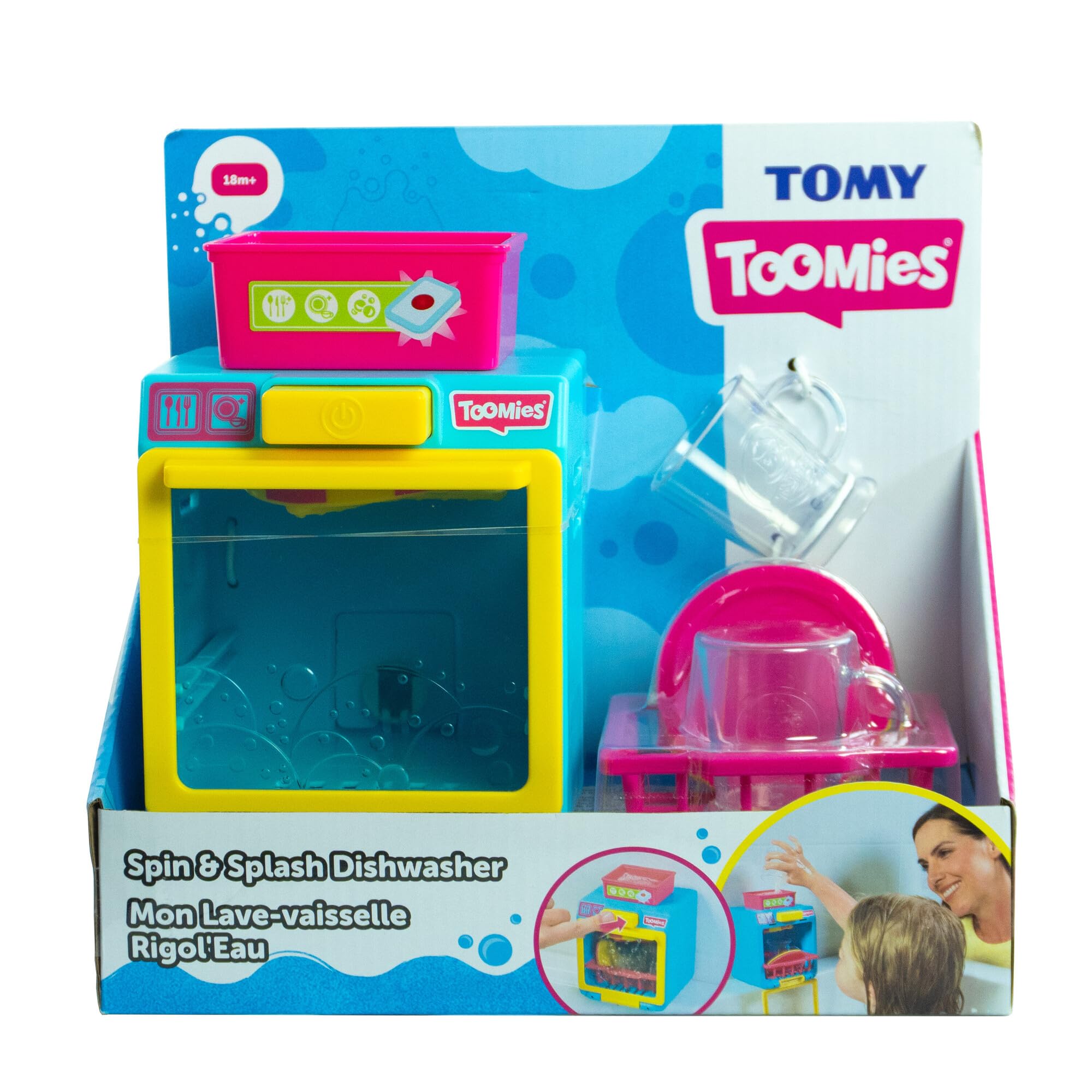 Tomy Toomies Mon - Lavastoviglie Rigol'Eau – Giocattolo interattivo da bagno per bambini, lavastoviglie con accessori, apprendimento, abilità motorie e immaginazione, a partire dai 18 mesi - 2
