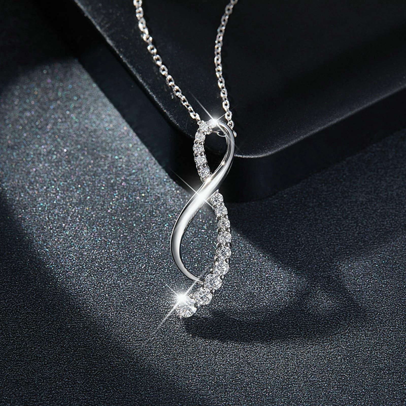925 Sterling Silber Halskette für Damen, Moissanit Infinity Edelstein Anhänger Halskette Schmuck Kettenlänge 18 Zoll