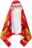 Jay Franco Kids Hooded Bath and Beach Towel – Soft & Cozy 22" x 51" 100&percnt; Cotton Pool Towel&comma; Official Licensed Product&comma; Red - Cars