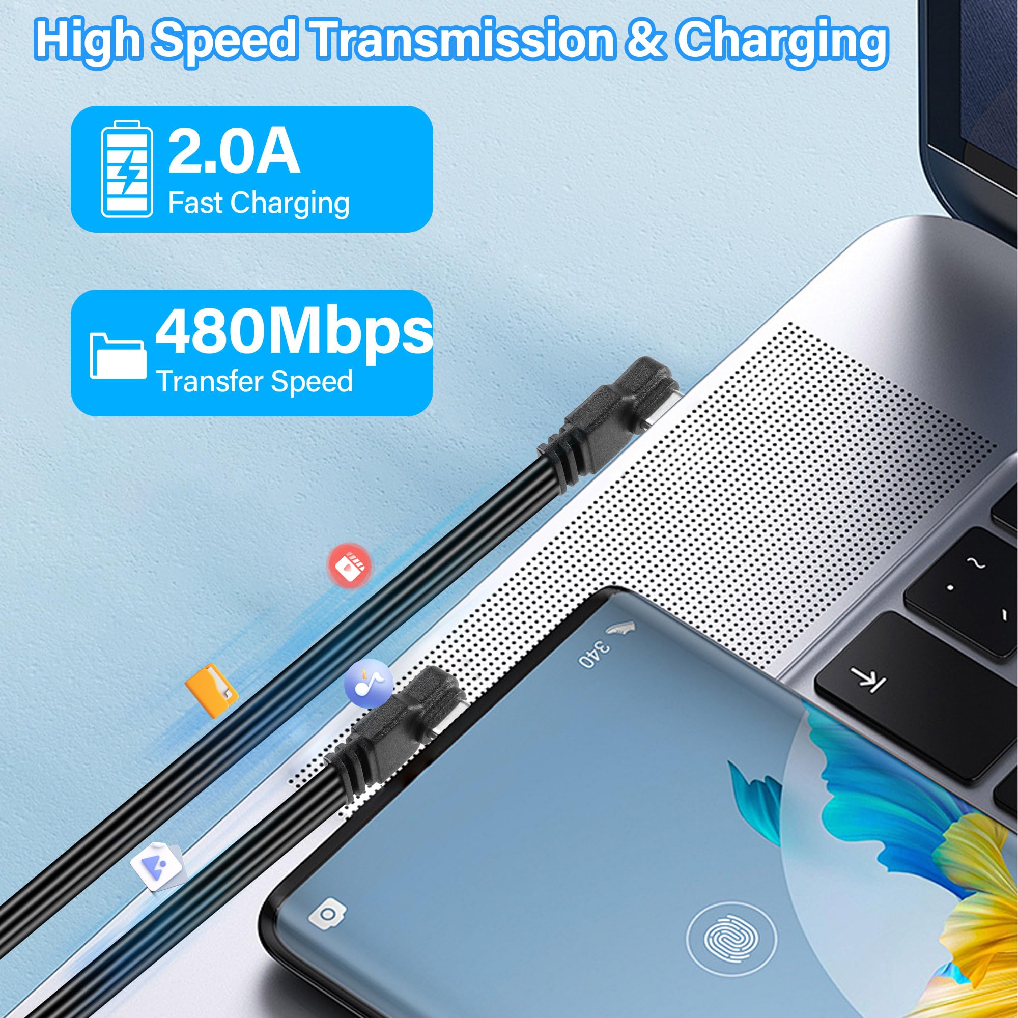 JSADZKJ Cavo USB C cavo di trasferimento dati USB C a C ad angolo retto di