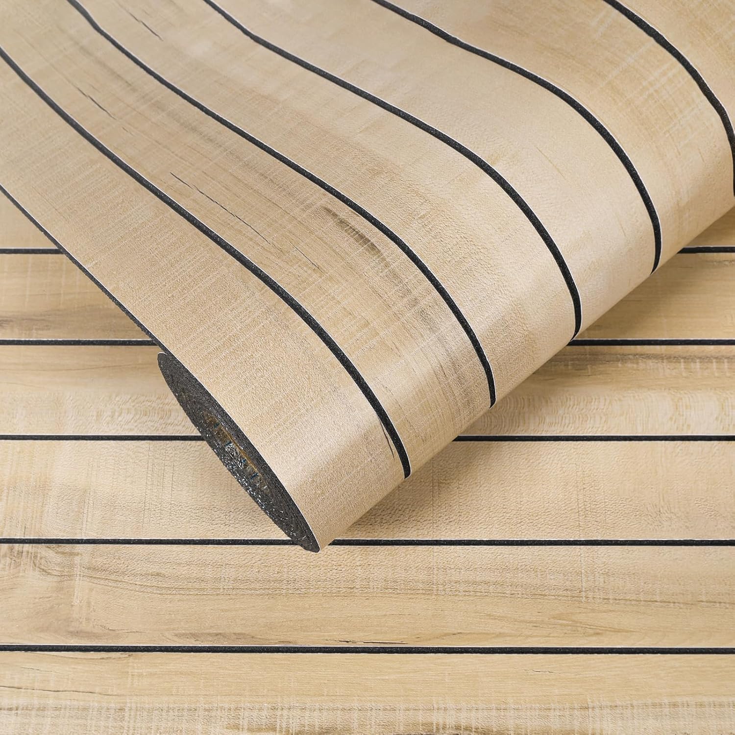 VEELIKE Sand Birch Wood Wall Panels Peel and Stick Distressed Wood Grain Slat Wall Panels for Accent Walls Headboard 17''x118'' Self Adhesive Renter Friendly Slatted Vinyl Roll for Bedroom Living Room