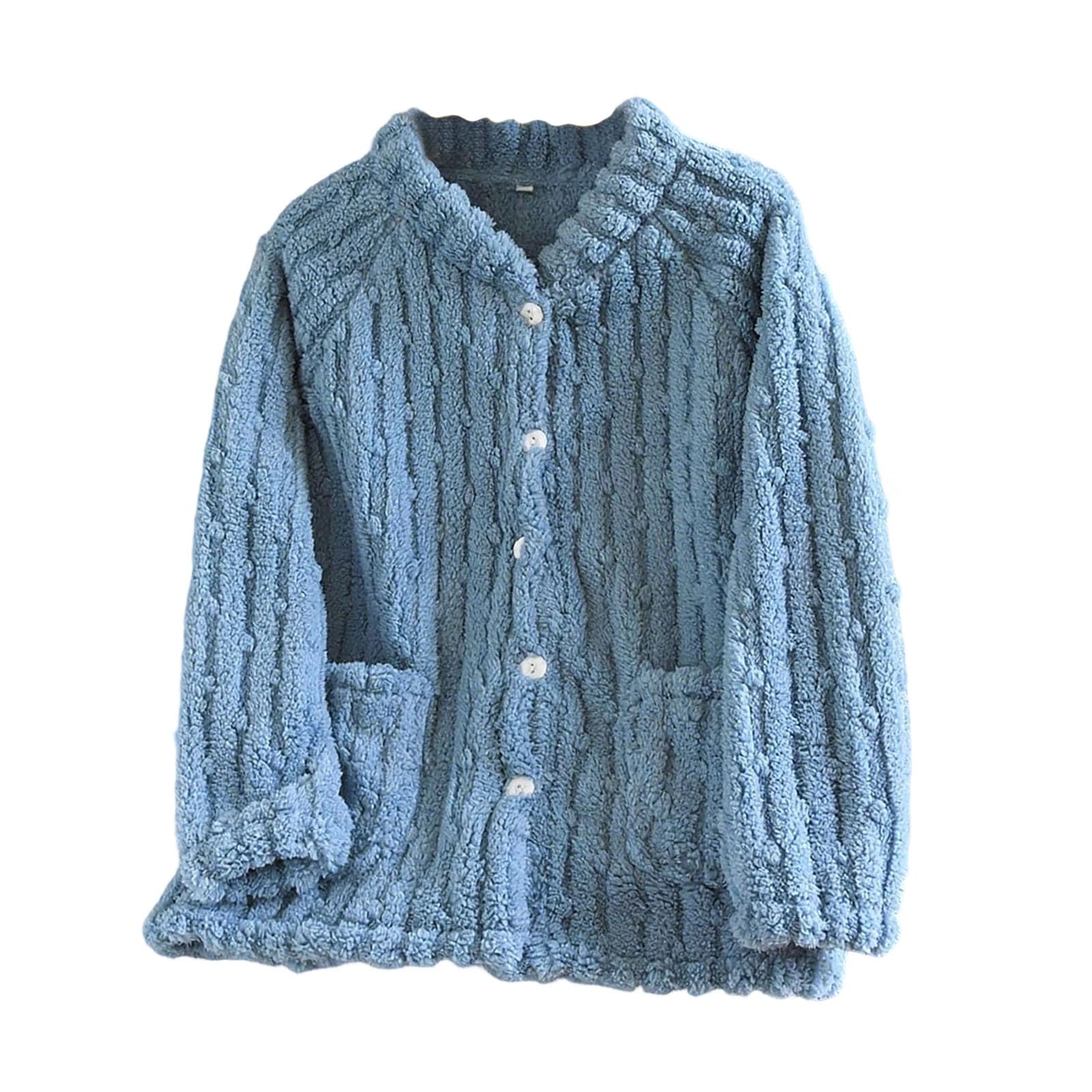 Oplxuo Plush Pajama Tops Fleece Bed Jacket