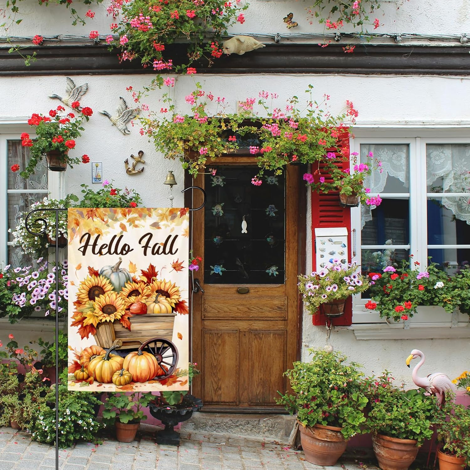 Fall Garden Flag Leaves Pumpkin Sunflower 12x18 Inch Double Sided Polyester Garden Flag for Thanksgiving Holiday Yard Outdoor House Farmhouse Decoration - Image 4