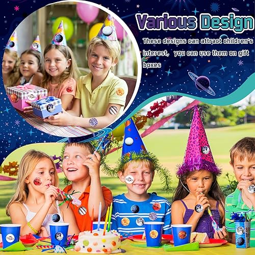 Miniatura 5 de Lincia 500 calcomanías del sistema solar, planetas educativos a granel, calcomanías espaciales para niños, decoración de cumpleaños, recuerdos de