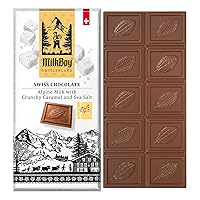 Vista 1 de Milkboy Swiss Chocolates Chocolates con leche, barras de chocolate con leche alpina con sal marina crujiente de caramelo, sin gluten, sin OMG, todo