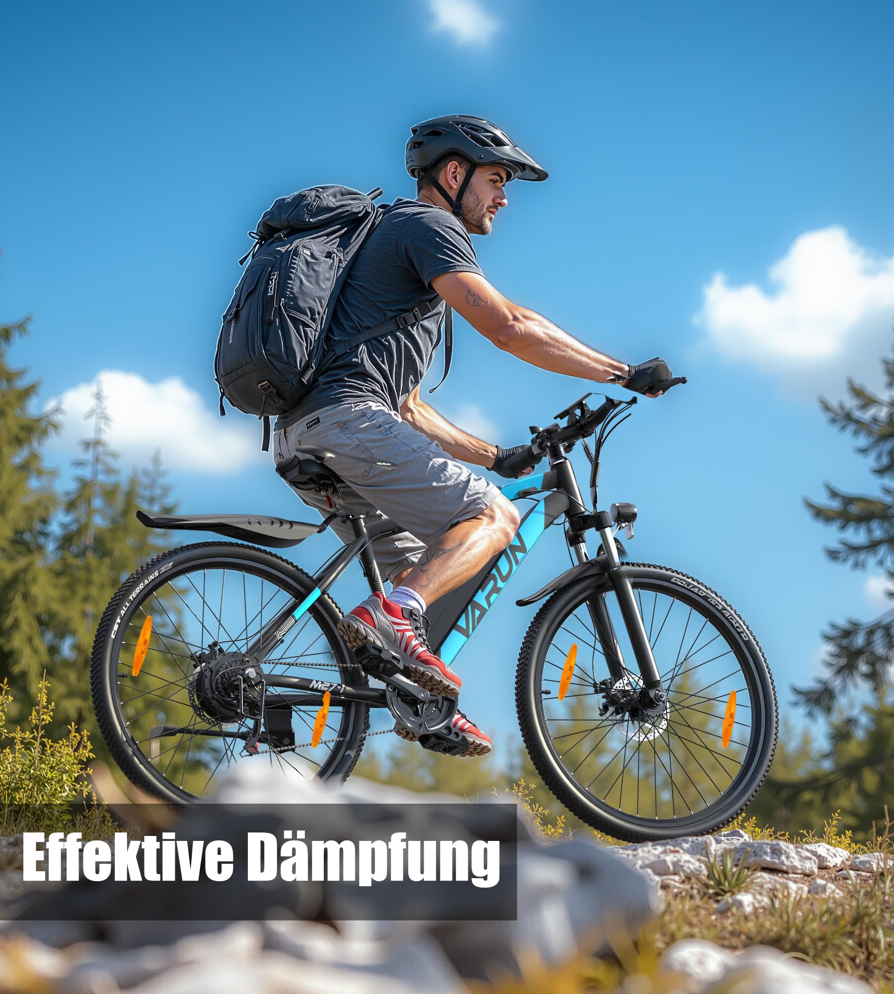 VARUN E-Bike Herren, 27,5" E-Mountainbike Damen mit APP, 48V 13AH Akku, 120KM Reichweite, Profi-21-Gang, LCD-Display mit 5 Fahrstufen, Elektrofahrrad für Erwachsene, Pedelec